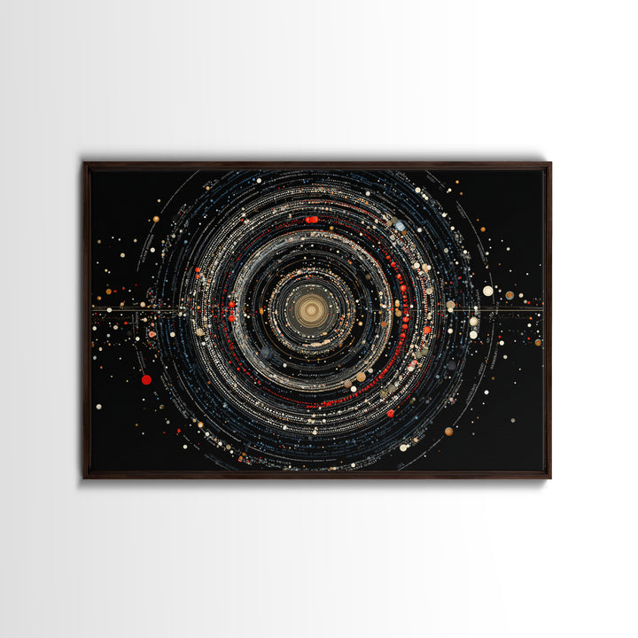 Black Cosmic Rings Wall Art, Abstract Solar System Framed Canvas Print, Modern Art Print, Space Abstract Art, Galaxy Decor