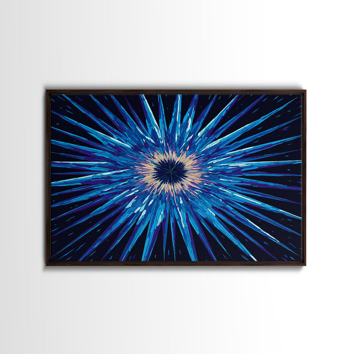 Blue Hyperspace Starburst Wall Art, Abstract Canvas Print, Sci Fi Wall Art, Modern Digital Art, Gamer Room Decor Poster Gift