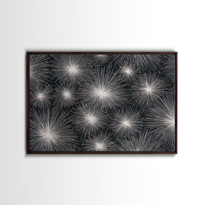 Black White Firework Starbursts Wall Art, Minimalist Canvas Print, Geometric Wall Art, Modern Abstract Art, Bold Decor Poster