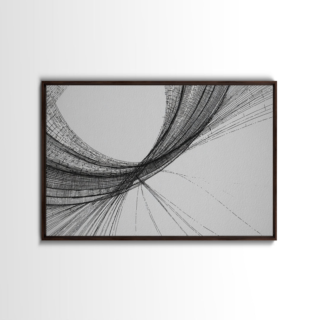 Black Fine Line Curve Wall Art, Minimalist Abstract Art Print, Monochrome Modern Wall Decor, Office Decor, Large Prints, Home Decor