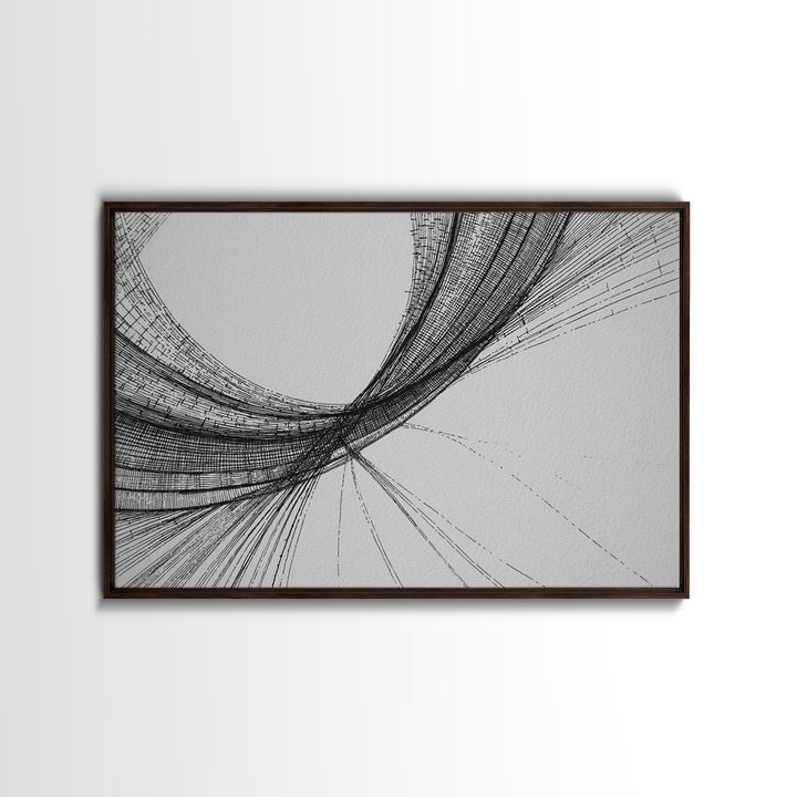 Black Fine Line Curve Wall Art, Minimalist Abstract Art Print, Monochrome Modern Wall Decor, Office Decor, Large Prints, Home Decor