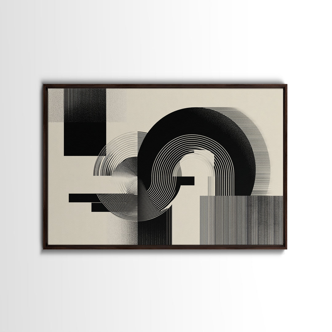 Black Cream Optical Arch Wall Art, Midcentury Modern Abstract Art Print, Bauhaus Geometric Wall Decor, Office Decor, Modern Home Decor