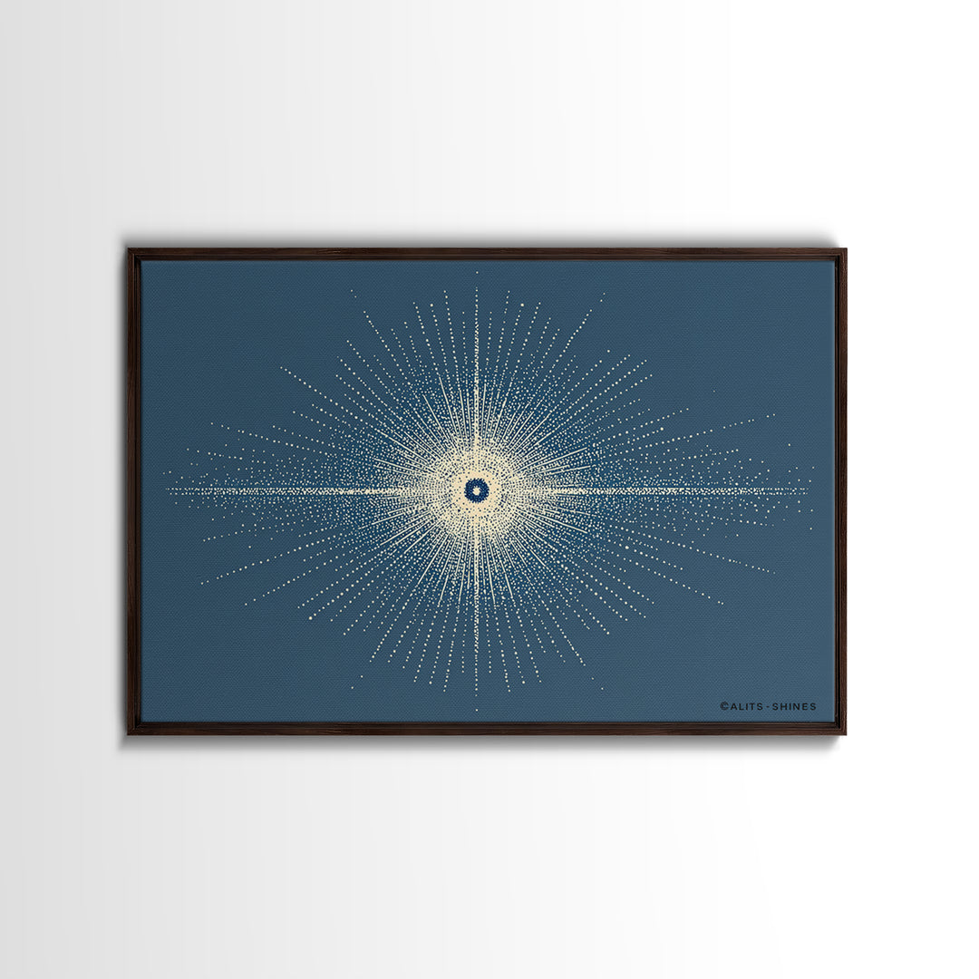 Blue Cream Dotted Atomic Starburst Wall Art, Midcentury Modern Art Print, Geometric Abstract Decor, Retro MCM Poster, Home Decor