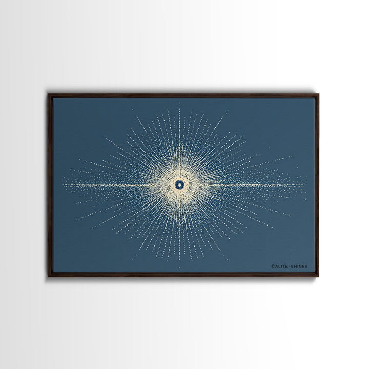 Blue Cream Dotted Atomic Starburst Wall Art, Midcentury Modern Art Print, Geometric Abstract Decor, Retro MCM Poster, Home Decor