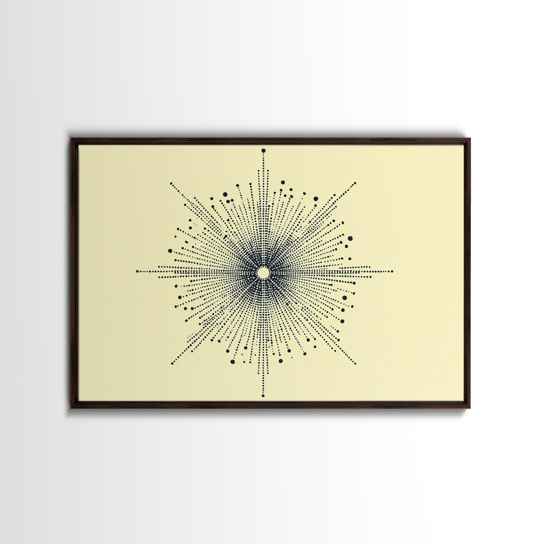 Navy Cream Dotted Starburst Wall Art, Midcentury Modern Art Print, Atomic Geometric Abstract Decor, Retro MCM Poster, Home Decor