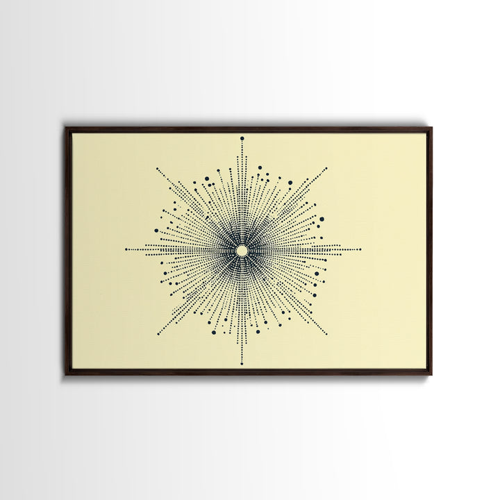 Navy Cream Dotted Starburst Wall Art, Midcentury Modern Art Print, Atomic Geometric Abstract Decor, Retro MCM Poster, Home Decor