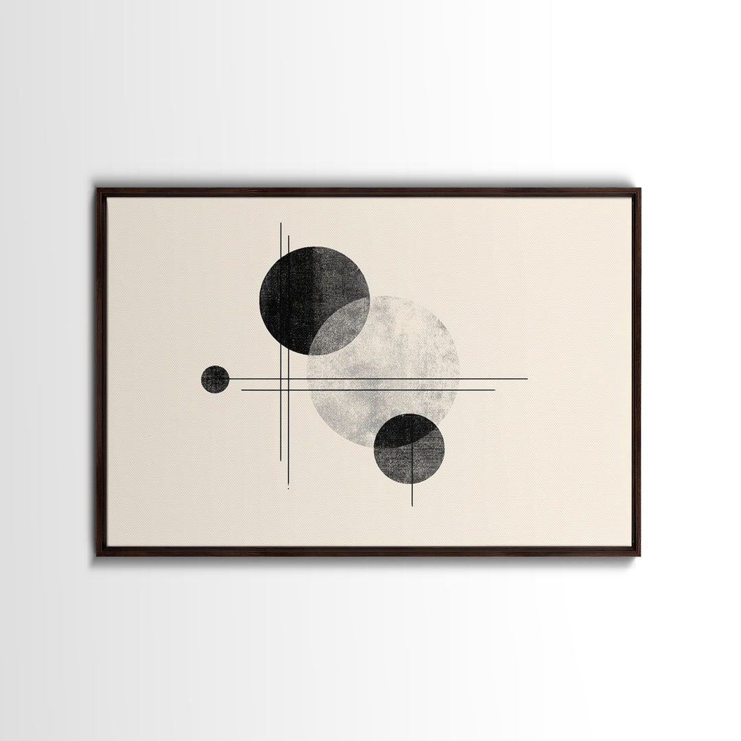 Black White Textured Circle Lines Wall Art, Midcentury Modern Art Print, Minimalist Geometric Abstract Decor, Neutral Poster