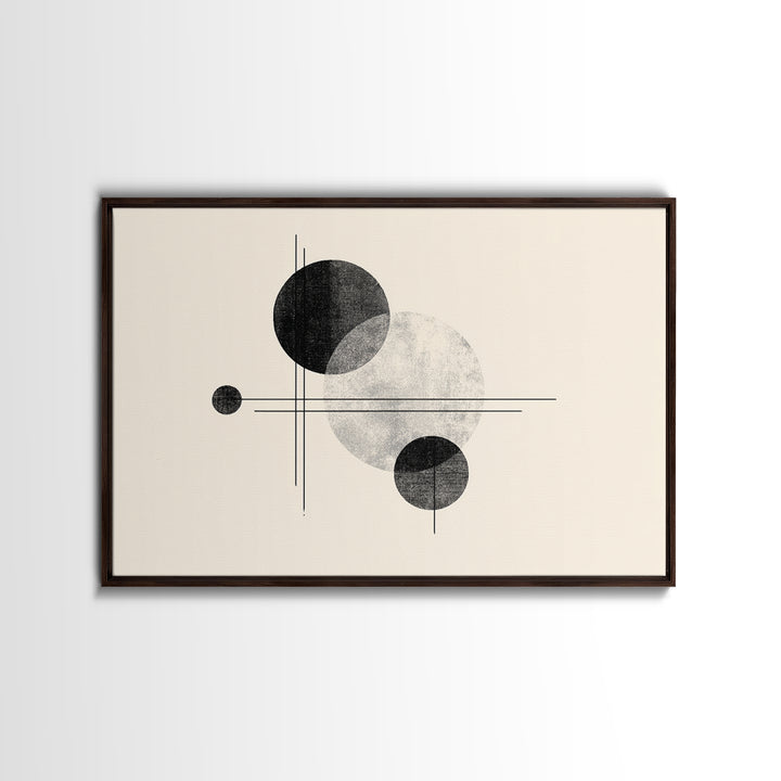Black White Textured Circle Lines Wall Art, Midcentury Modern Art Print, Minimalist Geometric Abstract Decor, Neutral Poster