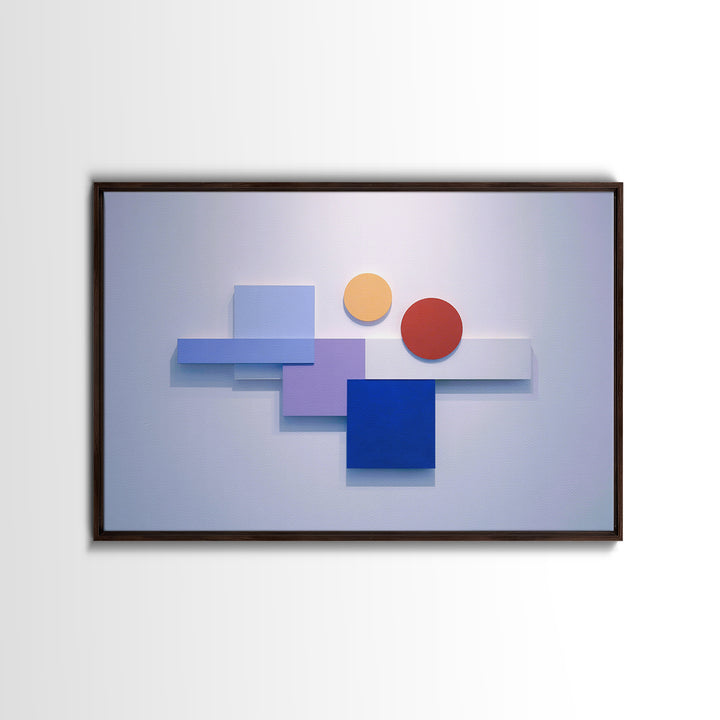 Pastel Blue Red Yellow Blocks Wall Art, Midcentury Modern Art Print, Bauhaus Geometric Abstract Decor, Colorful MCM Poster