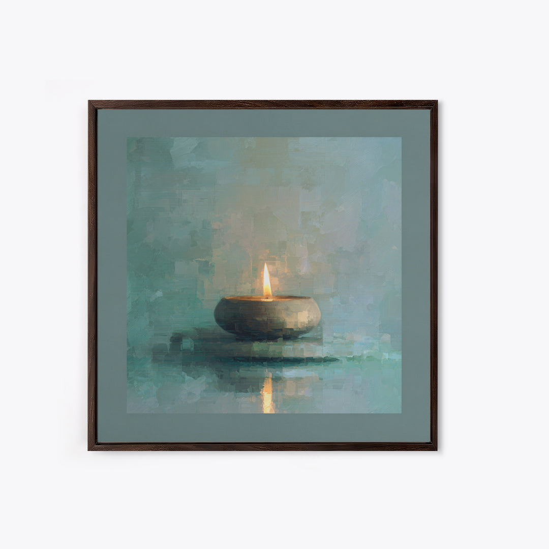 Minimal Candle Flame on Dark Background Canvas Print, Meditation Art, Modern Home Decor, Living Room Decor, Fine Art, Stillness, MED-1x1-14