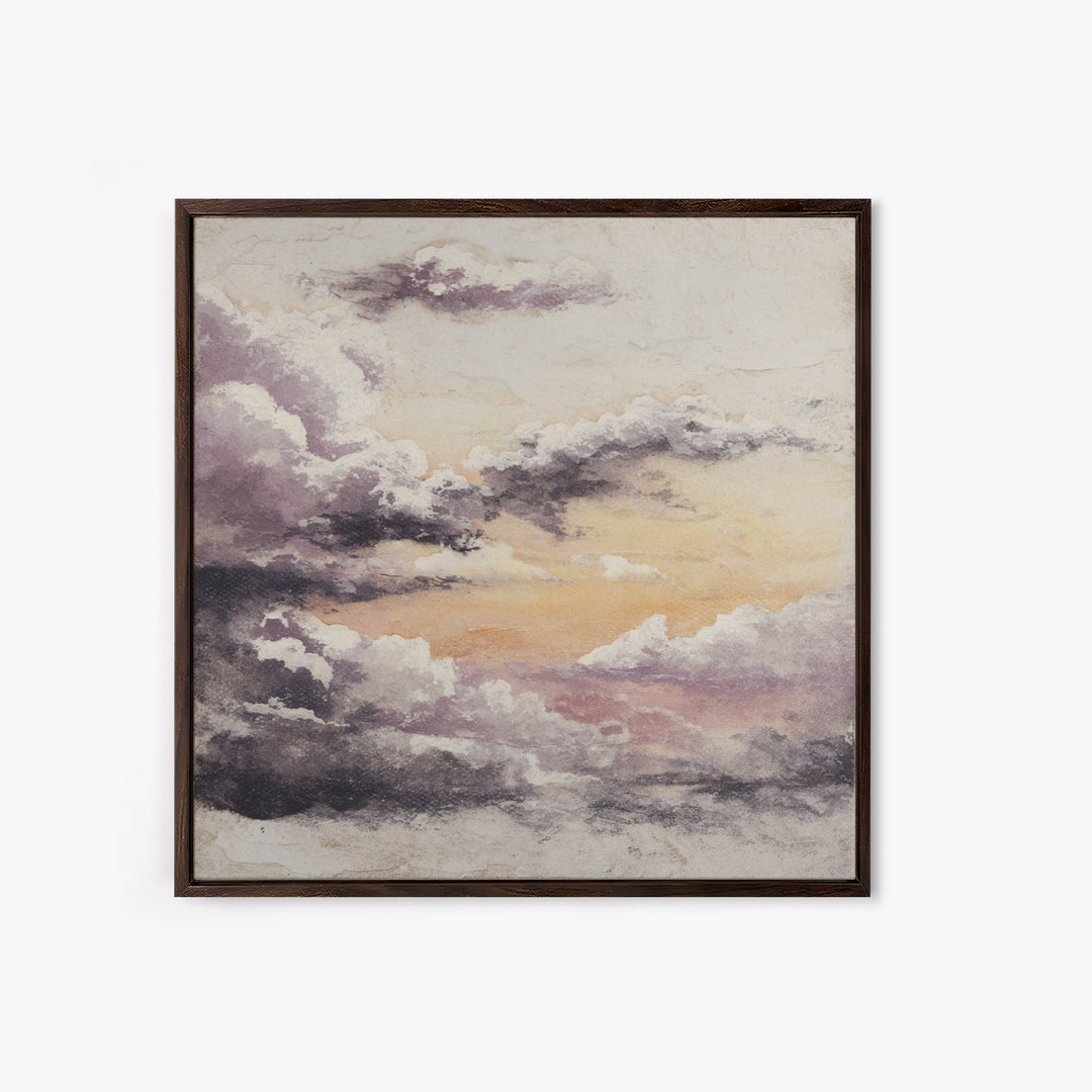 Gentle Cloudscape in Lavender and Cream Canvas Print, Meditation Art, Gallery Wall Art, Living Room Decor, Watercolor Art, MED-1x1-19