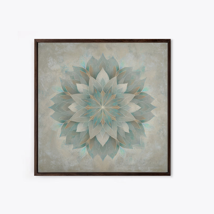 Sacred Geometry Lotus Framed Canvas Print, Meditation Art, Contemporary Art, Living Room Decor, Stillness, Modern Decor, MED-1x1-39