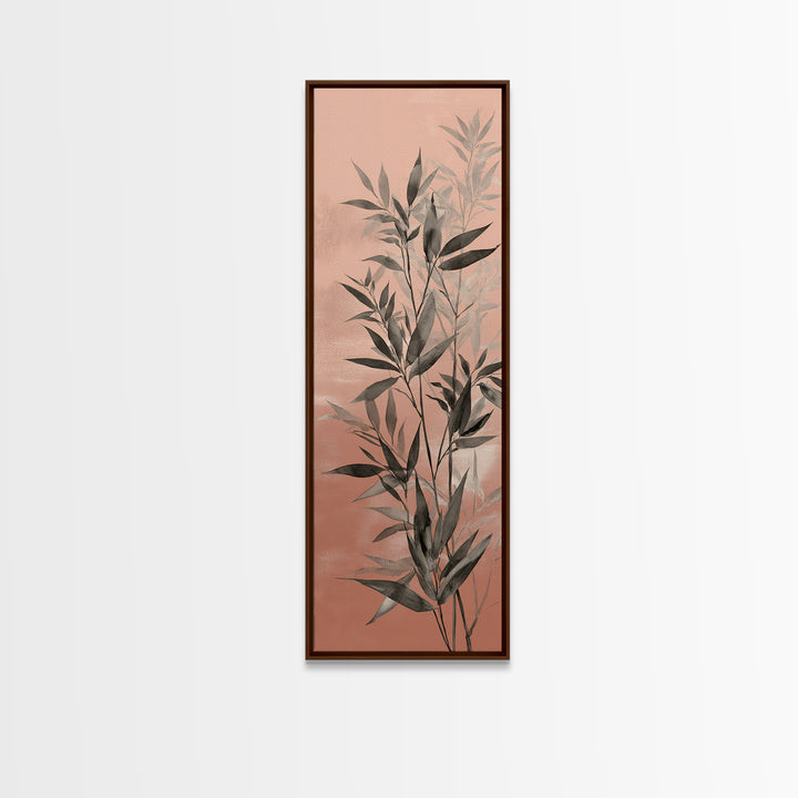Bamboo Leaves in Gentle Ink Wash Canvas Print, Meditation Art, Floral Wall Art, Living Room Decor, Fine Art, Stillness, MED-1x3-23