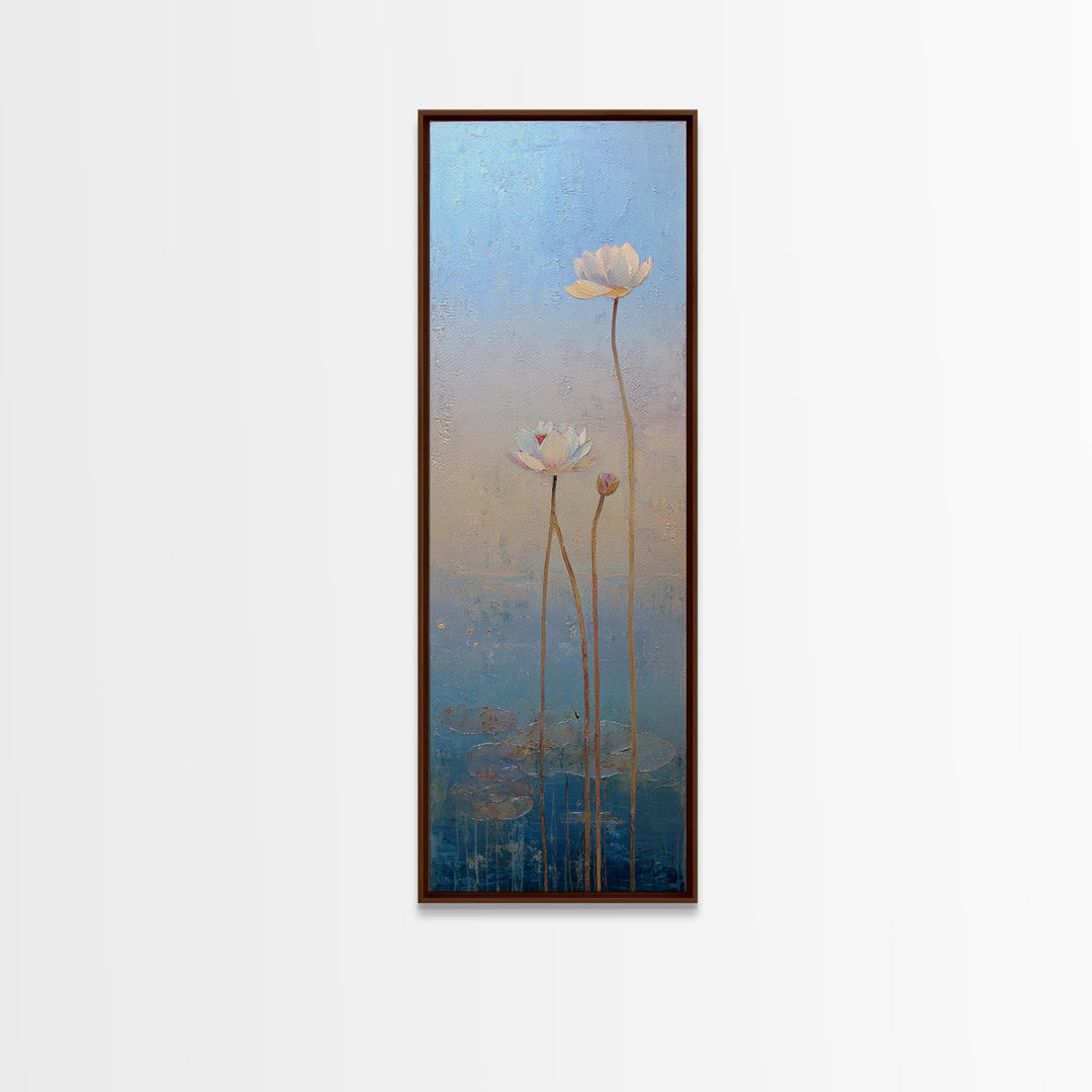 Lotus Flower Glowing Canvas Print, Meditation Art, Abstract Wall Art, Living Room Decor, Watercolor Art, Stillness, MED-1x3-85