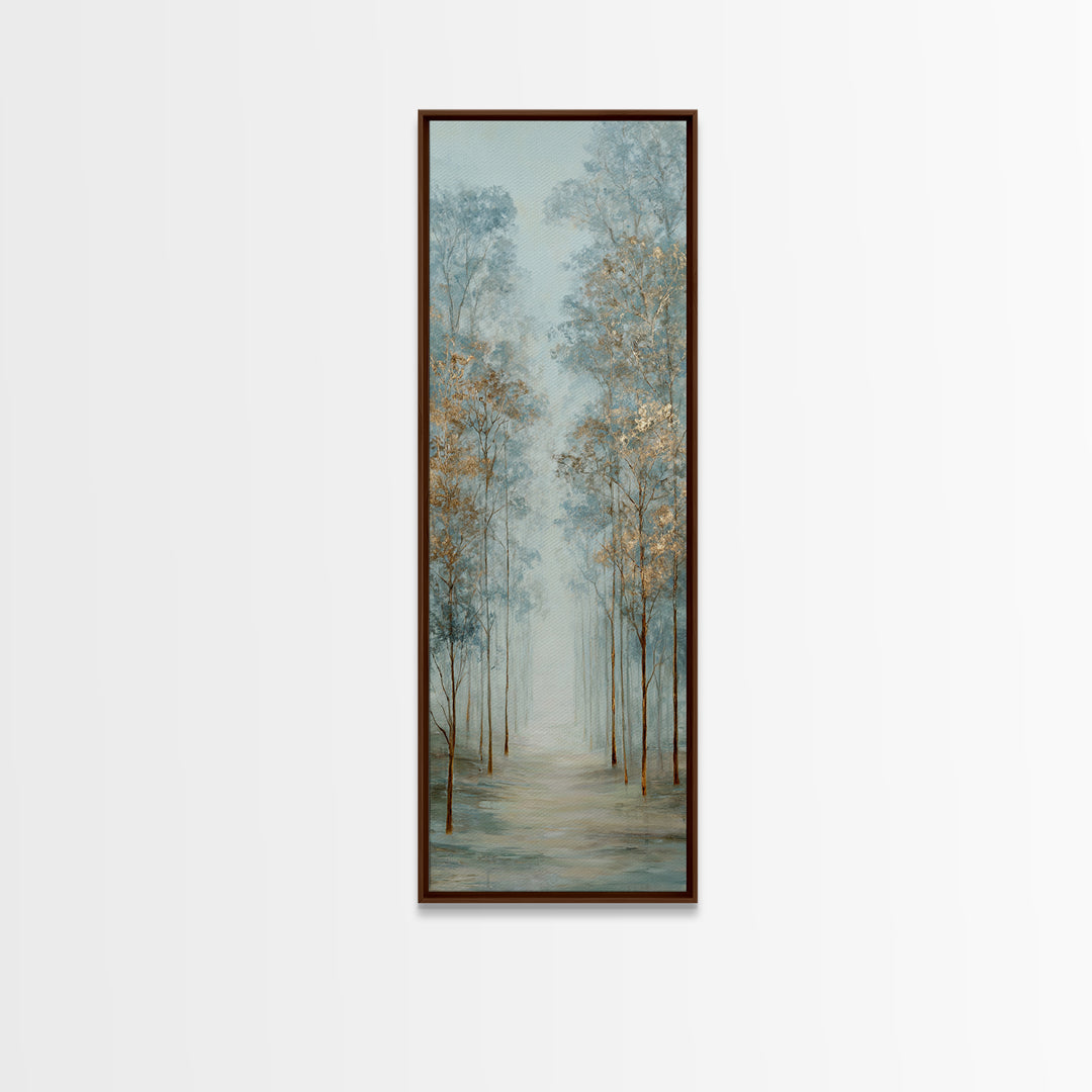 Misty Forest Path Canvas Print, Meditation Art, Boho Decor, Living Room Decor, Fine Art, Stillness, Original Art, Abstract Art, MED-1x3-97
