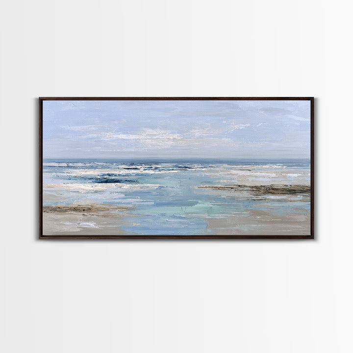 Ocean Horizon with Meditative Stillness Framed Canvas Print, Meditation Art, Luxury Decor, Living Room Decor, Stillness, MED-2x1-14