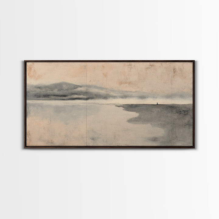 Ocean Horizon with Meditative Stillness Framed Canvas Print, Meditation Art, Luxury Decor, Living Room Decor, Stillness, MED-2x1-38