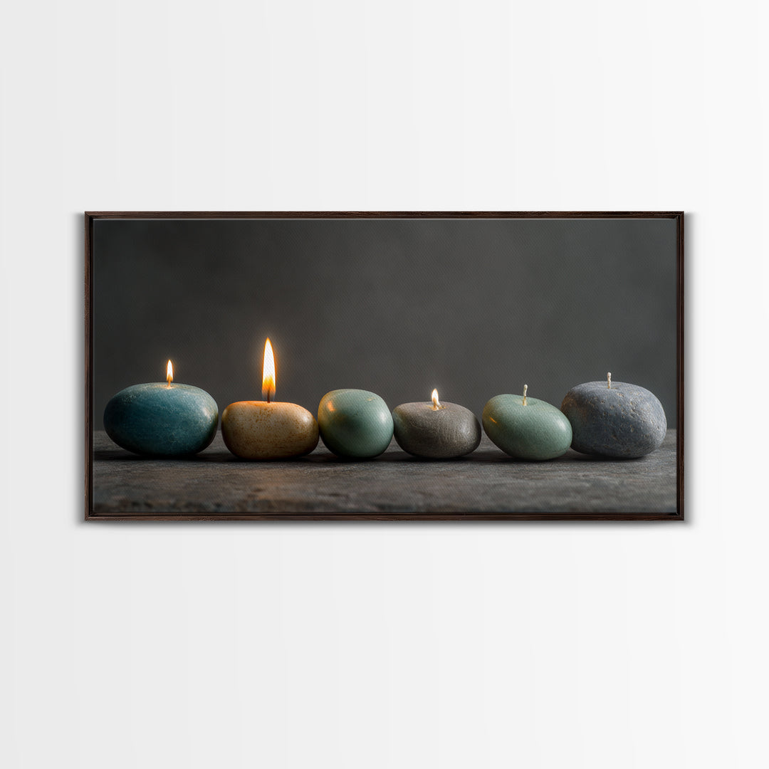 Minimal Candle Flame on Dark Background Canvas Print, Meditation Art, Original Art, Living Room Decor, Fine Art, Stillness, MED-2x1-58