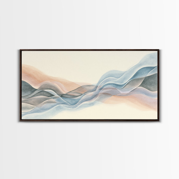 Abstract Breath Waves Canvas Print, Meditation Art, Printable Art, Living Room Decor, Abstract Art, Stillness, Minimalist Art, MED-2x1-98