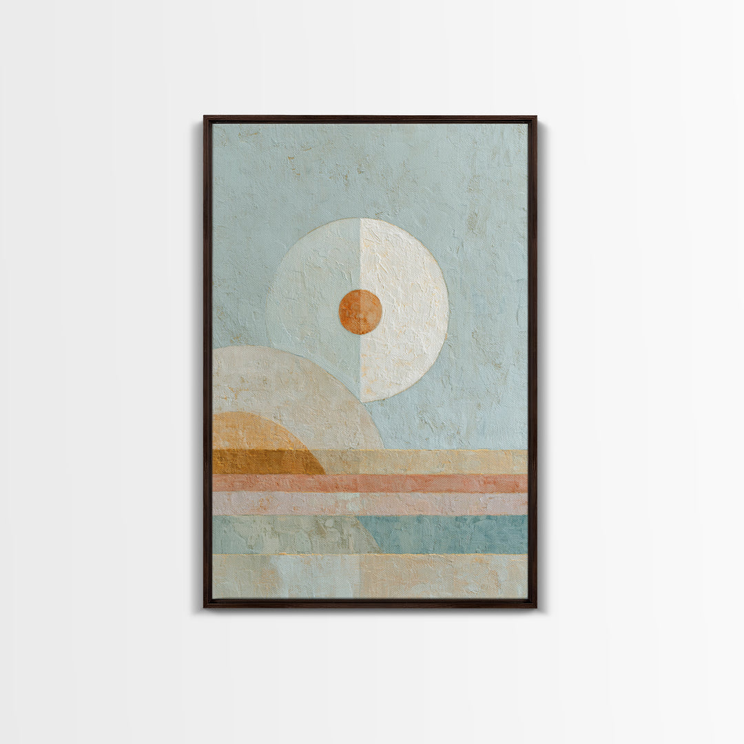 Moon Phases over a Quiet Desert Framed Canvas Print, Meditation Art, Modern Wall Art, Living Room Decor, Fine Art, Stillness, MED-2x3-41