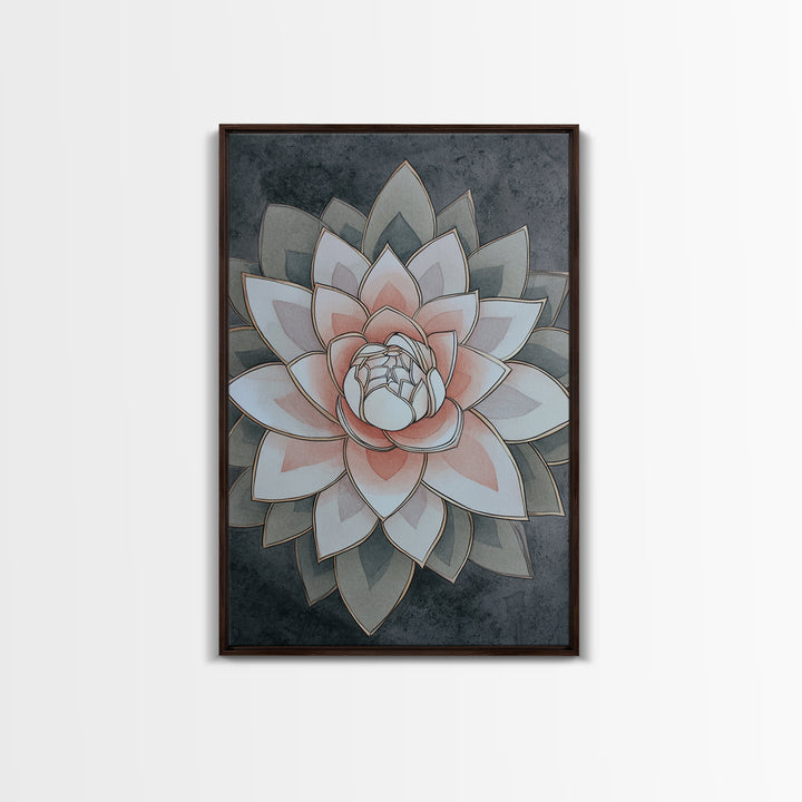 Sacred Geometry Lotus Canvas Print, Meditation Art, Hanging Wall Art, Living Room Decor, Oil Painting, Stillness, MED-2x3-95