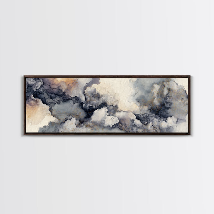 Angelic Light Rays Through Abstract Clouds Canvas Print, Meditation Art, Boho Wall Decor, Living Room Decor, Stillness, MED-3x1-38