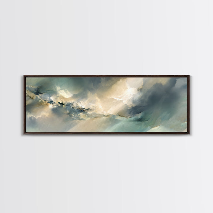 Angelic Light Rays Through Abstract Clouds Canvas Print, Meditation Art, Gallery Wall Art, Living Room Decor, Abstract Art, MED-3x1-86