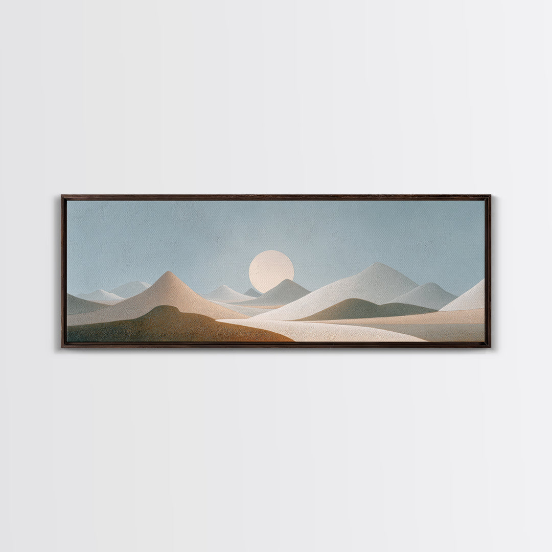 Moon Phases over a Quiet Desert Canvas Print, Meditation Art, Luxury Decor, Living Room Decor, Fine Art, Stillness, Canvas Art, MED-3x1-97