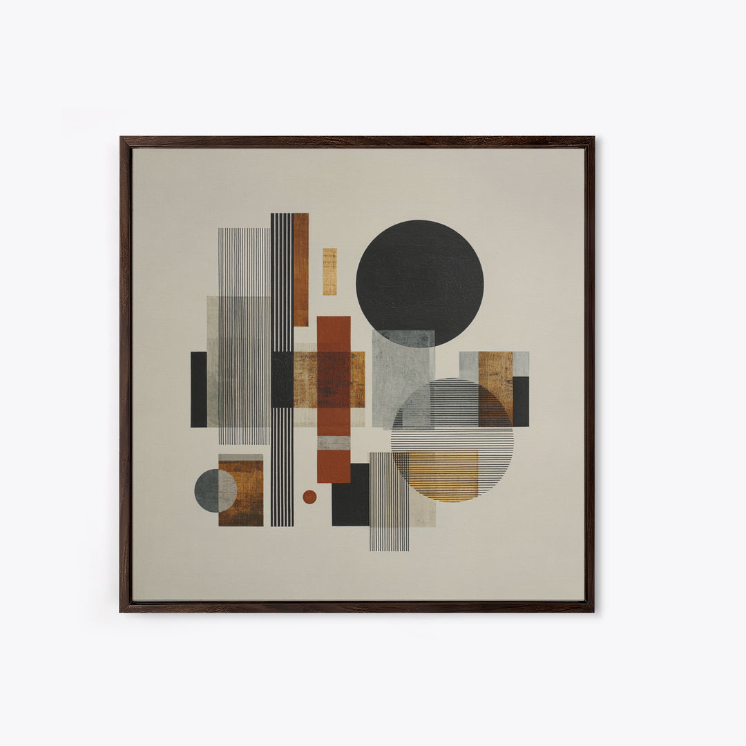 Single Black Circle on Warm Ivory Ground Framed Canvas Print, Minimalist Art, Modern Decor, Living Room Decor, Minimal, MIN-1x1-1