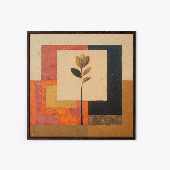 Single Flower Stem Framed Canvas Print, Minimalist Art, Art, Living Room Decor, Oil Painting, Minimal, Canvas Tote Bag, MIN-1x1-12