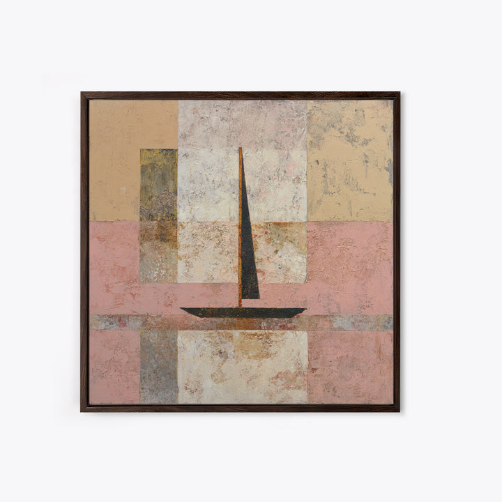 Tiny Sailboat under Open Sky Canvas Print, Minimalist Art, Japanese Wall Art, Living Room Decor, Minimal, Luxury Decor, MIN-1x1-14
