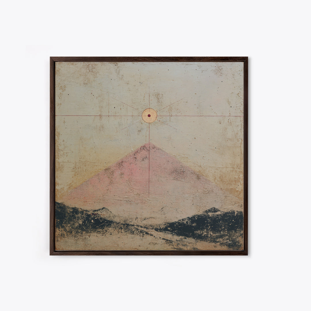 Thin Line Mountain Framed Canvas Print, Minimalist Art, Boho Wall Art, Living Room Decor, Oil Painting, Minimal, MIN-1x1-2