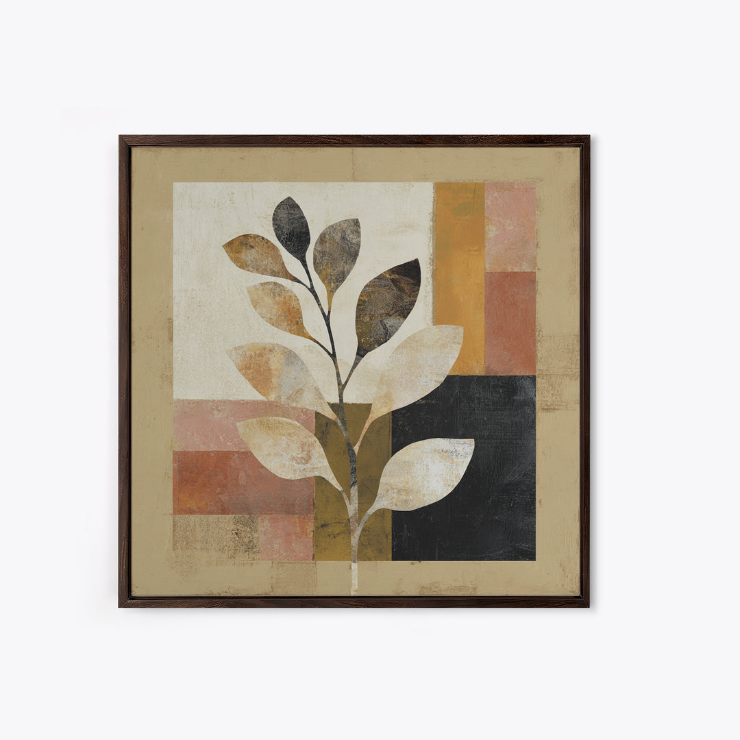 Minimal Branch Silhouette Framed Canvas Print, Minimalist Art, Black Art, Living Room Decor, Oil Painting, Minimal, MIN-1x1-27