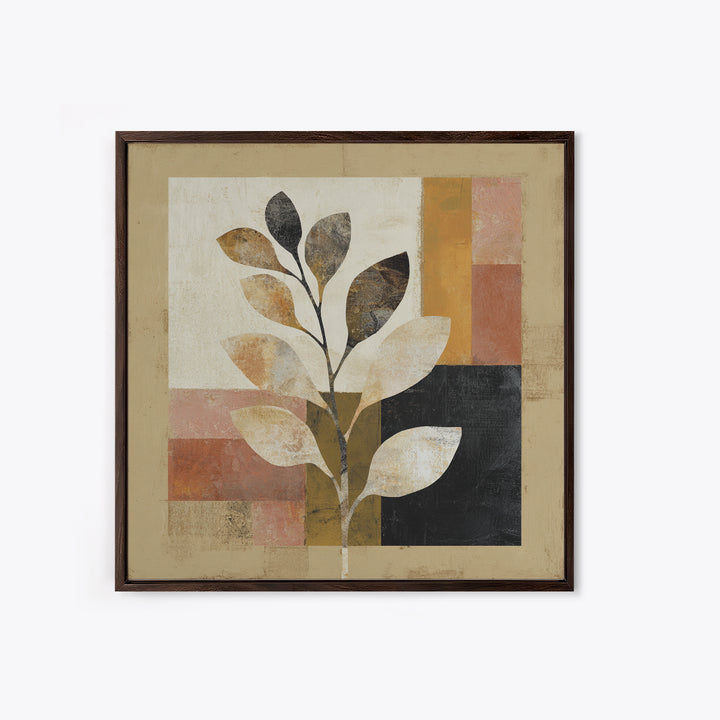 Minimal Branch Silhouette Framed Canvas Print, Minimalist Art, Black Art, Living Room Decor, Oil Painting, Minimal, MIN-1x1-27
