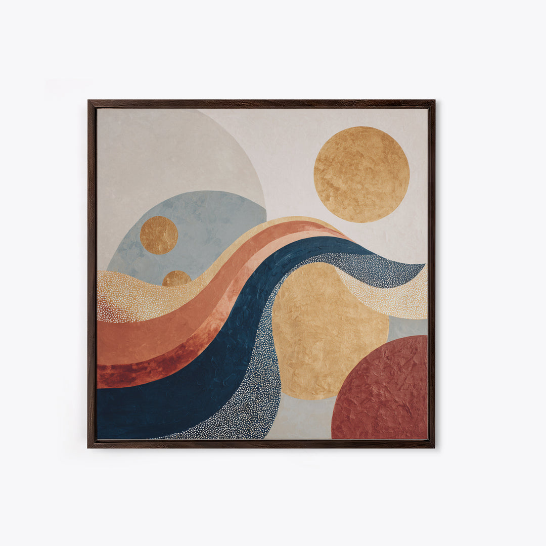 Minimal Abstract Wave Line Framed Canvas Print, Minimalist Art, Boho Decor, Living Room Decor, Minimal, Digital Prints, MIN-1x1-37