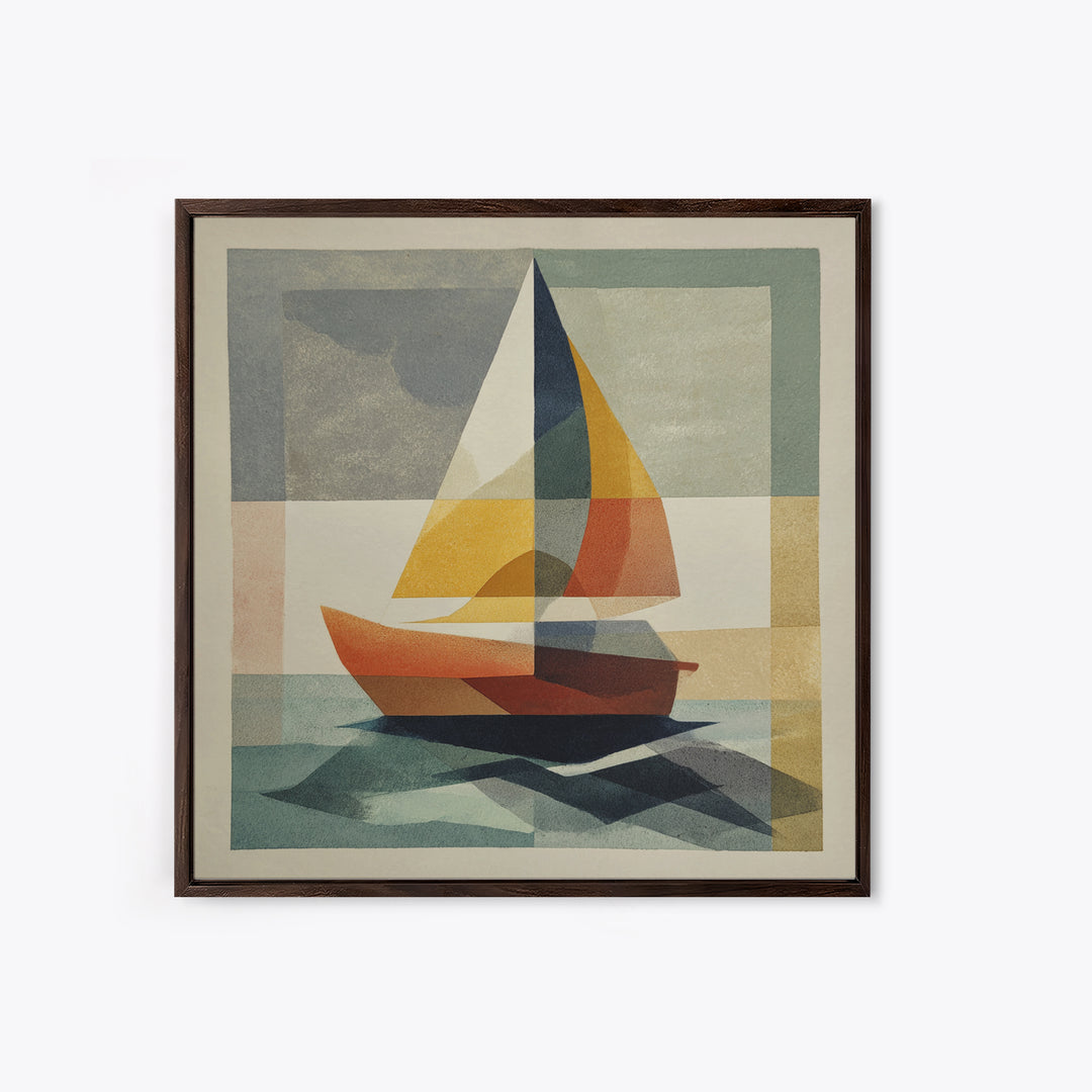 Tiny Sailboat under Open Sky Framed Canvas Print, Minimalist Art, Gallery Decor, Living Room Decor, Fine Art, Minimal, MIN-1x1-38