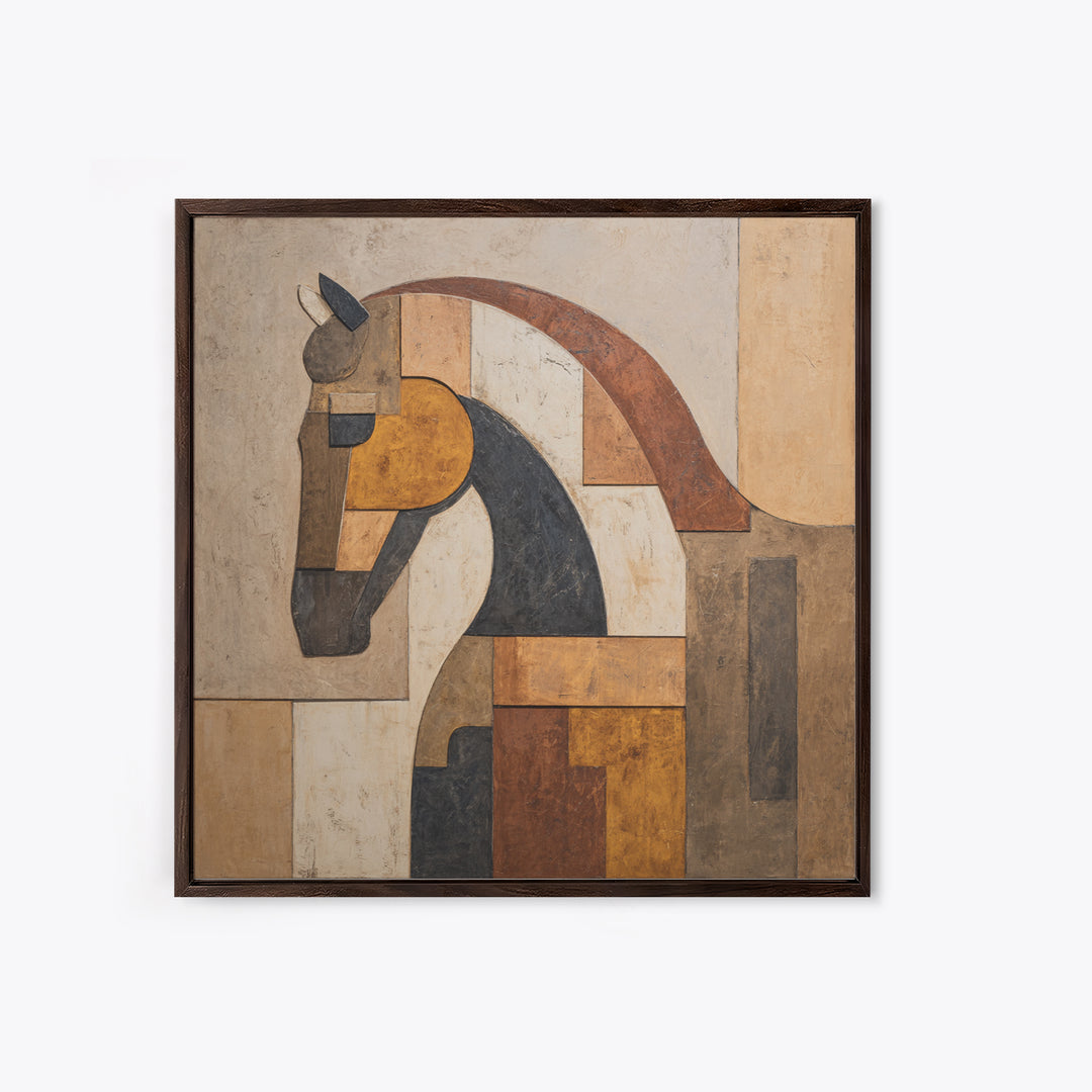 Minimal Horse Contour Framed Canvas Print, Minimalist Art, Modern Wall Art, Living Room Decor, Abstract Art, Minimal, MIN-1x1-42