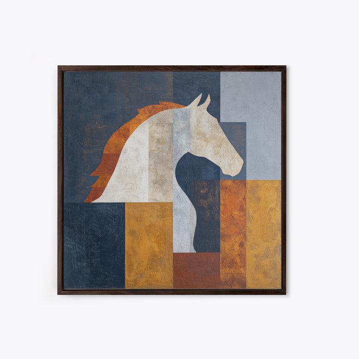 Minimal Horse Contour Framed Canvas Print, Minimalist Art, Modern Wall Art, Living Room Decor, Abstract Art, Minimal, MIN-1x1-66
