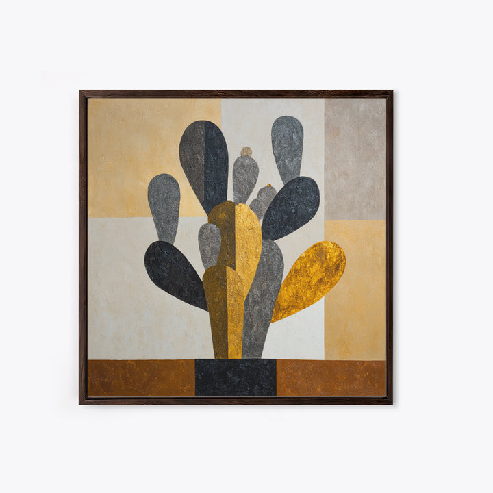 Black and White Cactus Silhouette Framed Canvas Print, Minimalist Art, Boho Wall Art, Living Room Decor, Fine Art, Minimal, MIN-1x1-68