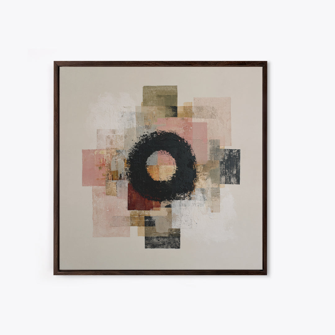 Single Brushstroke Circle Framed Canvas Print, Minimalist Art, Abstract Painting, Living Room Decor, Fine Art, Minimal, MIN-1x1-70