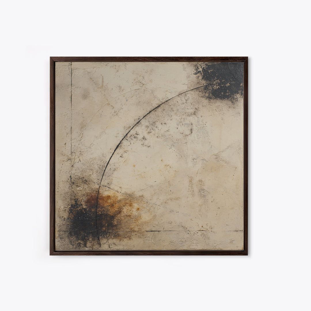 Small Black Bird Crossing White Space Framed Canvas Print, Minimalist Art, Boho Decor, Living Room Decor, Oil Painting, Minimal, MIN-1x1-79