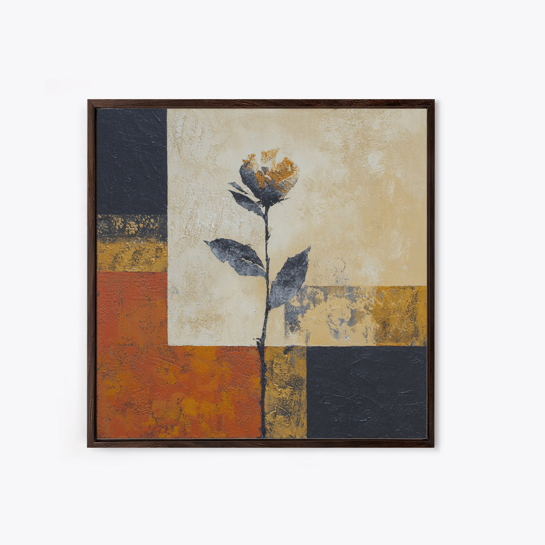 Single Flower Stem Framed Canvas Print, Minimalist Art, Modern Wall Art, Living Room Decor, Fine Art, Minimal, MIN-1x1-84