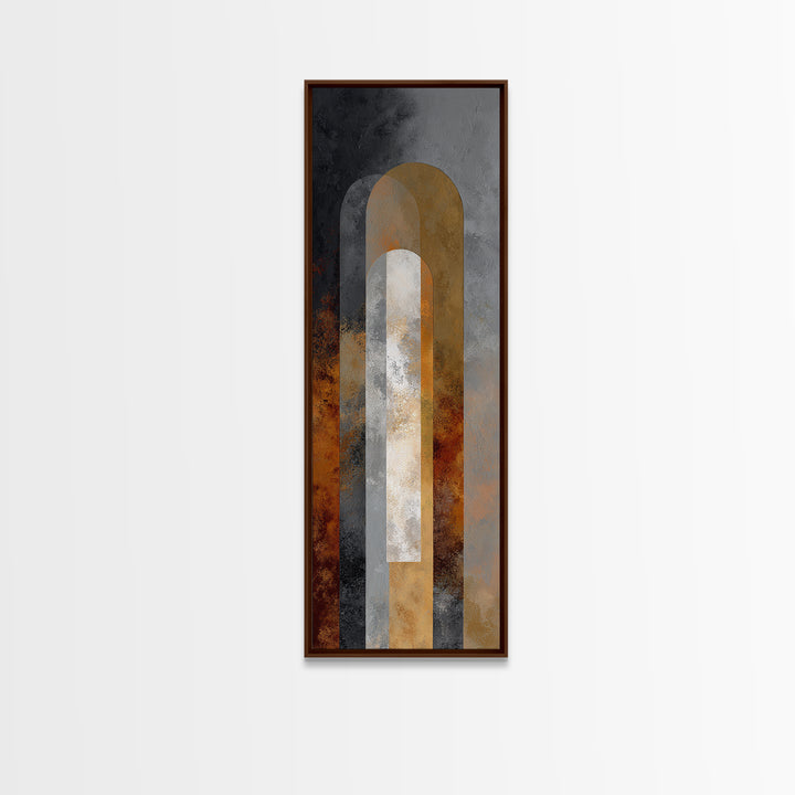 Monochrome Arch and Shadow Composition Framed Canvas Print, Minimalist Art, Poster, Living Room Decor, Fine Art, Minimal, MIN-1x3-20