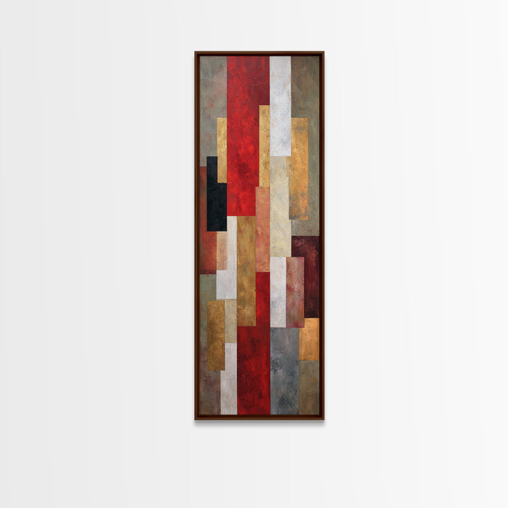 One Red Square Balanced Canvas Print, Minimalist Art, Abstract Painting, Living Room Decor, Fine Art, Minimal, MIN-1x3-22