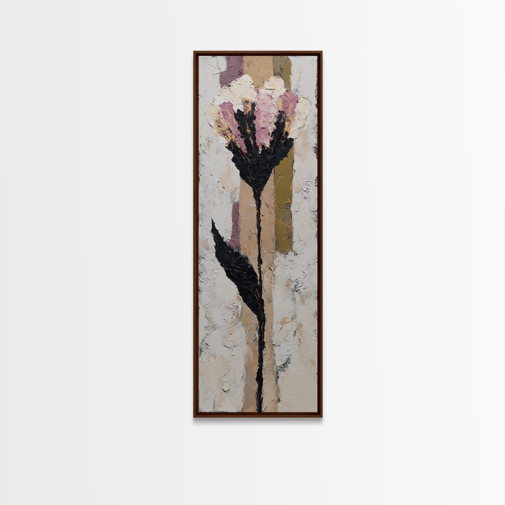 Single Flower Stem Framed Canvas Print, Minimalist Art, Art, Living Room Decor, Oil Painting, Minimal, Canvas Tote Bag, MIN-1x3-24