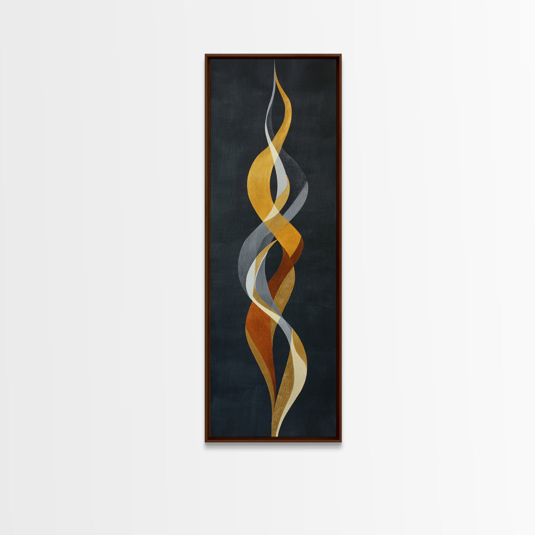 Single Gold Line Curve on Charcoal Framed Canvas Print, Minimalist Art, Living Room Decor, Abstract Art, Minimal, MIN-1x3-29