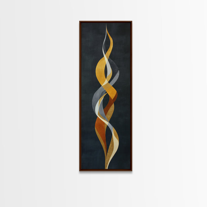 Single Gold Line Curve on Charcoal Framed Canvas Print, Minimalist Art, Living Room Decor, Abstract Art, Minimal, MIN-1x3-29