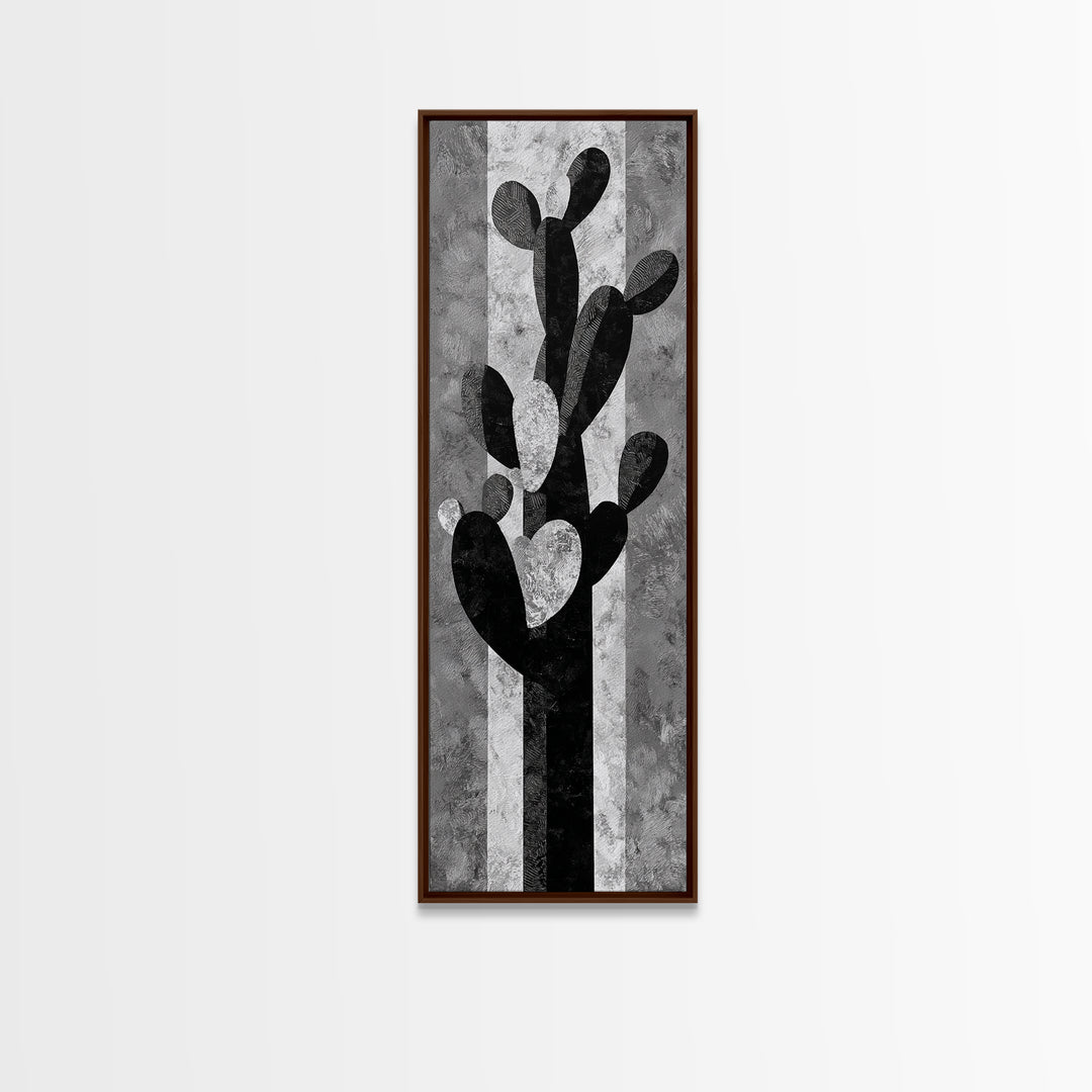 Black and White Cactus Silhouette Canvas Print, Minimalist Art, Minimalist, Living Room Decor, Fine Art, Minimal, Black Art, MIN-1x3-32
