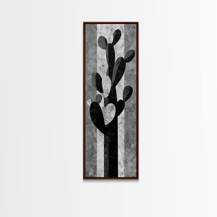 Black and White Cactus Silhouette Canvas Print, Minimalist Art, Minimalist, Living Room Decor, Fine Art, Minimal, Black Art, MIN-1x3-32