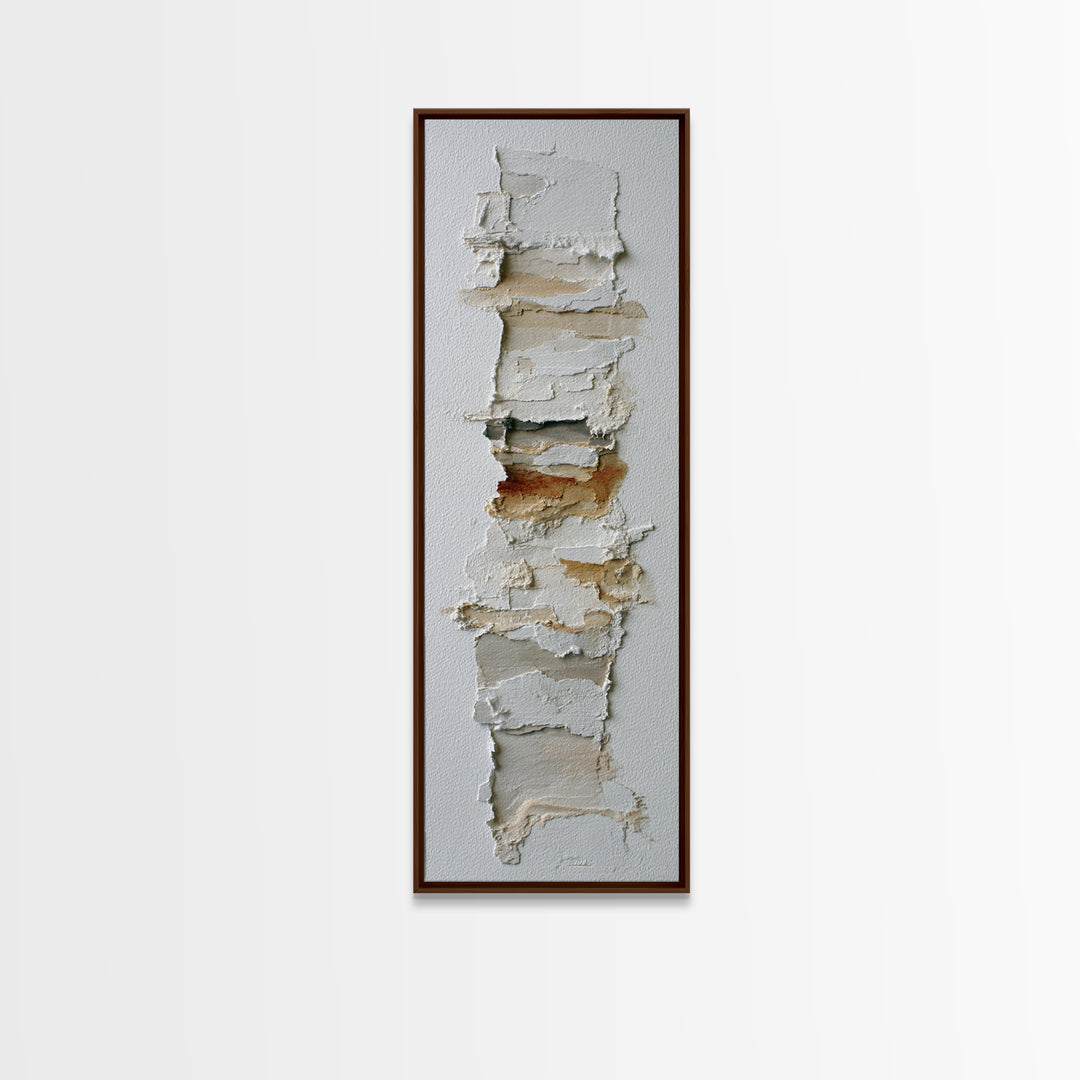 White on White Plaster Texture Study Framed Canvas Print, Minimalist Art, Minimalist Decor, Living Room Decor, Minimal, MIN-1x3-4